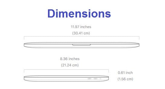 macbook pro dimensions 13 inch