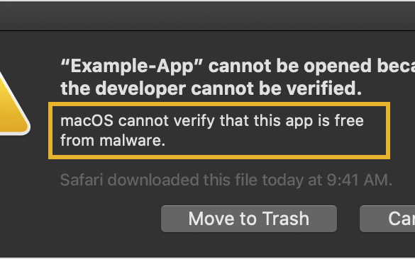 “macOS cannot verify that this app is free from malware” error Fix