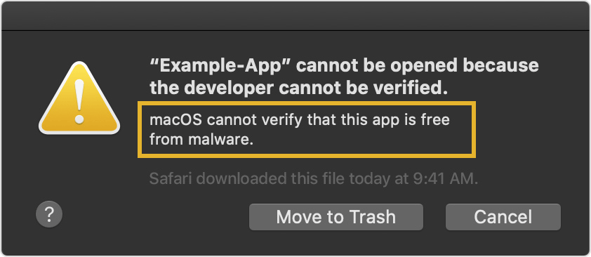 “macOS cannot verify that this app is free from malware”