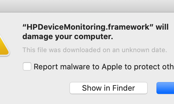 hp device monitoring framework malware on mac