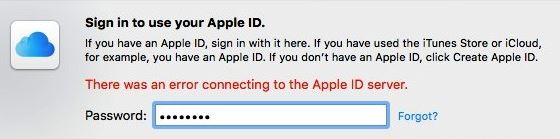 There was an error connecting to the Apple ID server - Mac Research