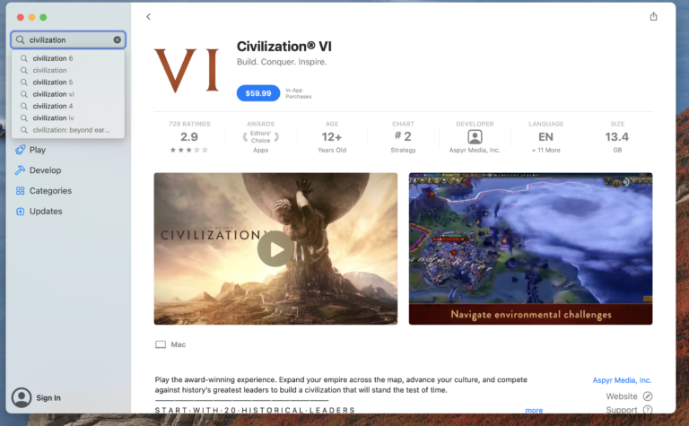 verifying civilization vi mac