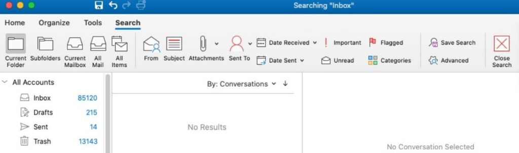 search in mac outlook