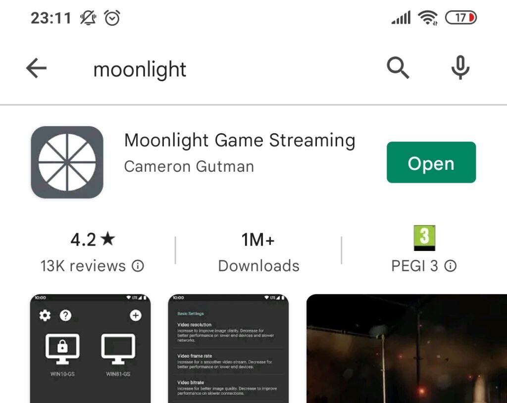 Moonlight in Play Store