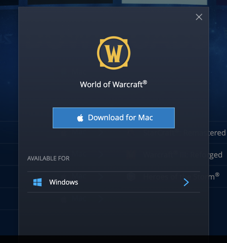 can you download wow on mac