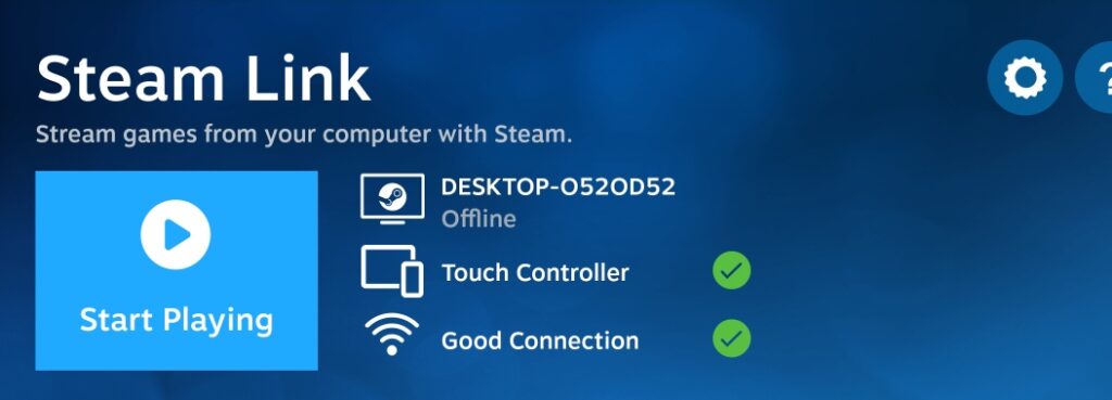 Steam Link connection screen