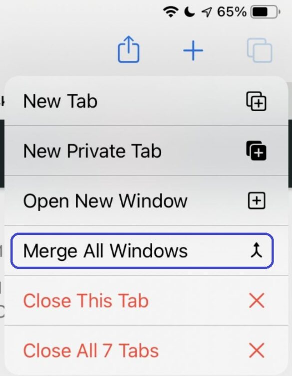 iOS/iPadOS Safari Merge All Windows