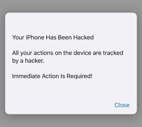 Your iPhone has been hacked fake warning