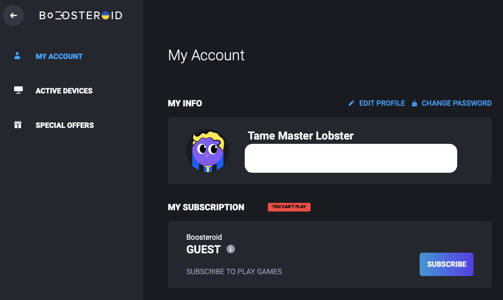 Boosteroid profile page