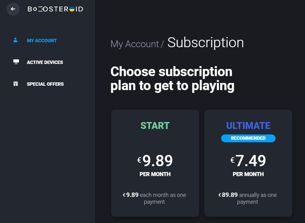 Boosteroid subscription plans