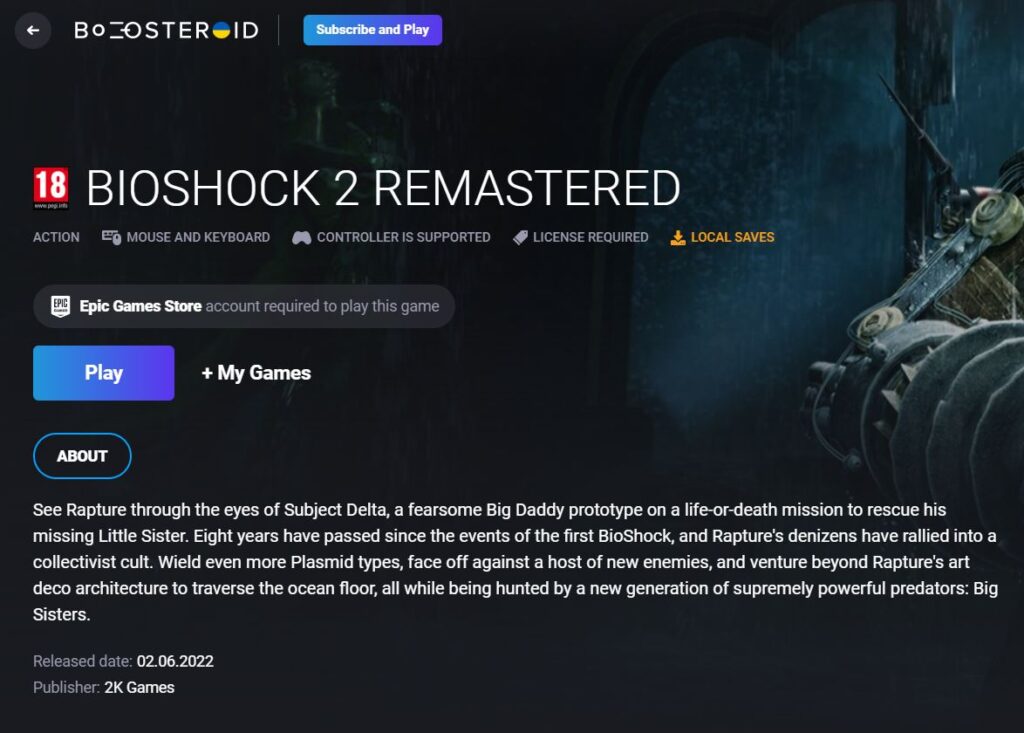 BioShock 2 Remastered in Boosteroid