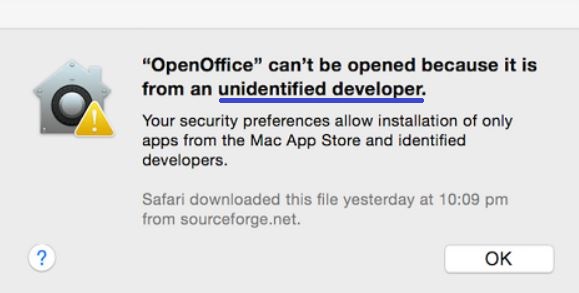 Unidentified developer Mac error