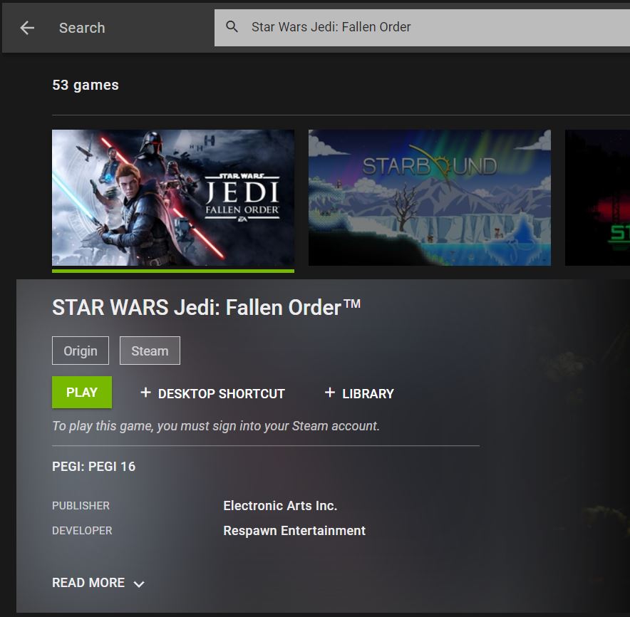 Star Wars Jedi: Fallen Order in GeForce Now