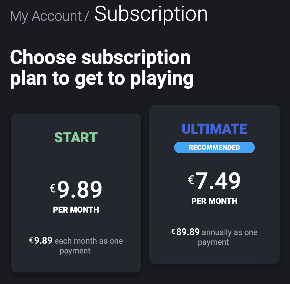 Subscription plans in Boosteroid