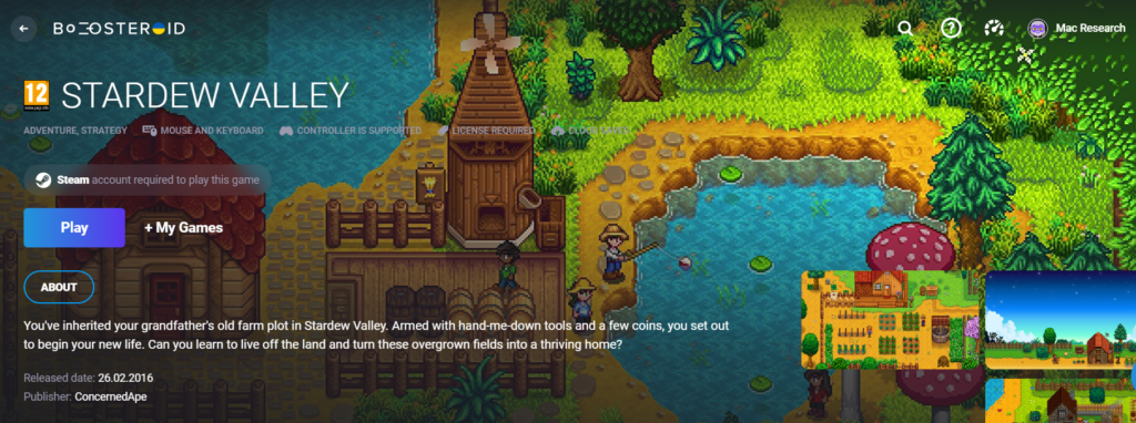 Play Stardew Valley on Mac with Boosteroid