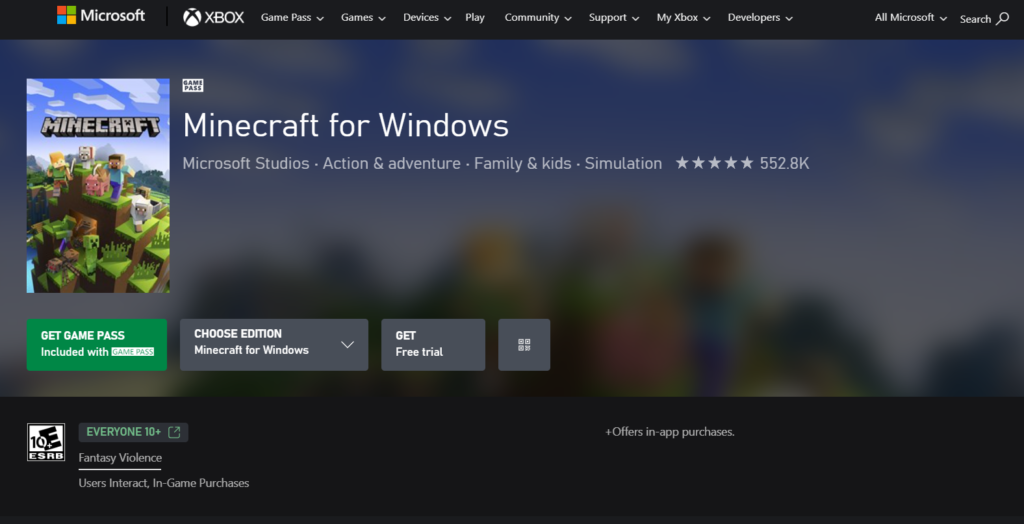 Comprar Minecraft: Java & Bedrock Edition for PC - Microsoft Store