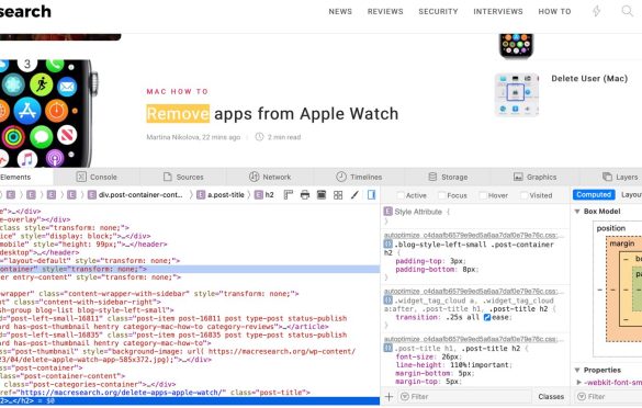 inspect element safari interface