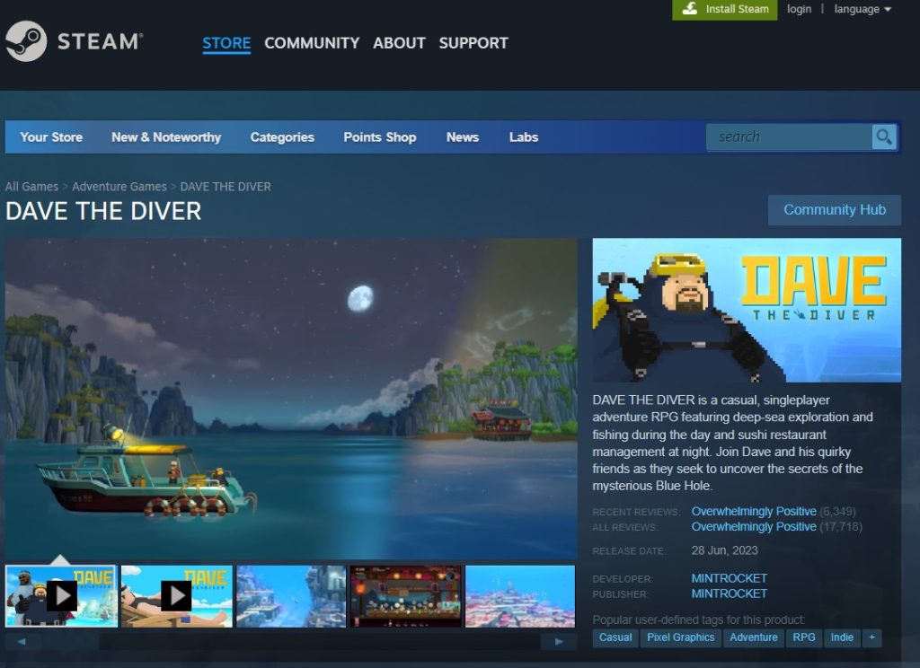 Dave the Diver on Mac with Steam