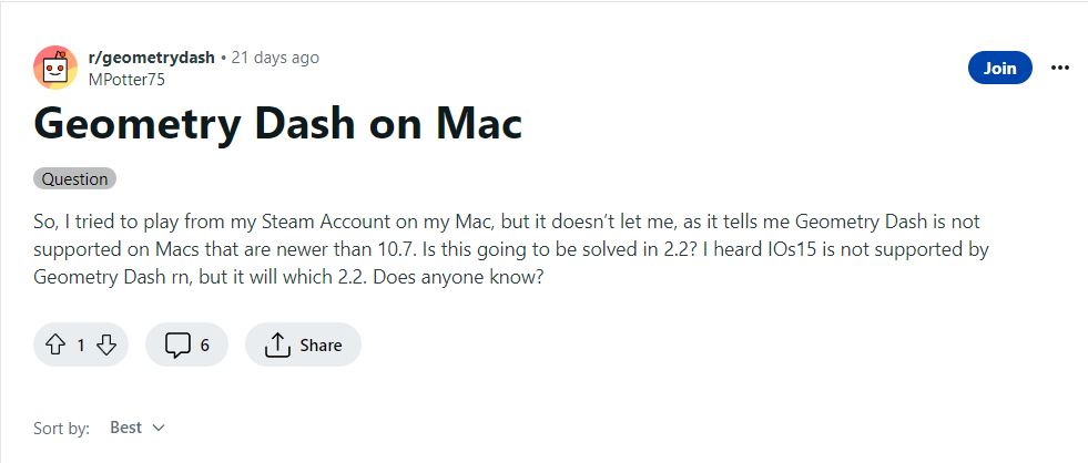 Geometry Dash for Mac Compatibility problem