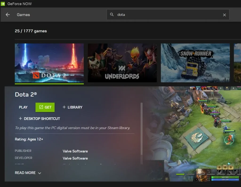 Play Dota 2 on Mac with GeForce Now