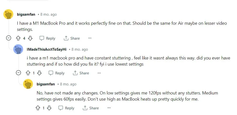 A Reedit user is sharing their experience with Dota 2 on MacBook M1 Pro.