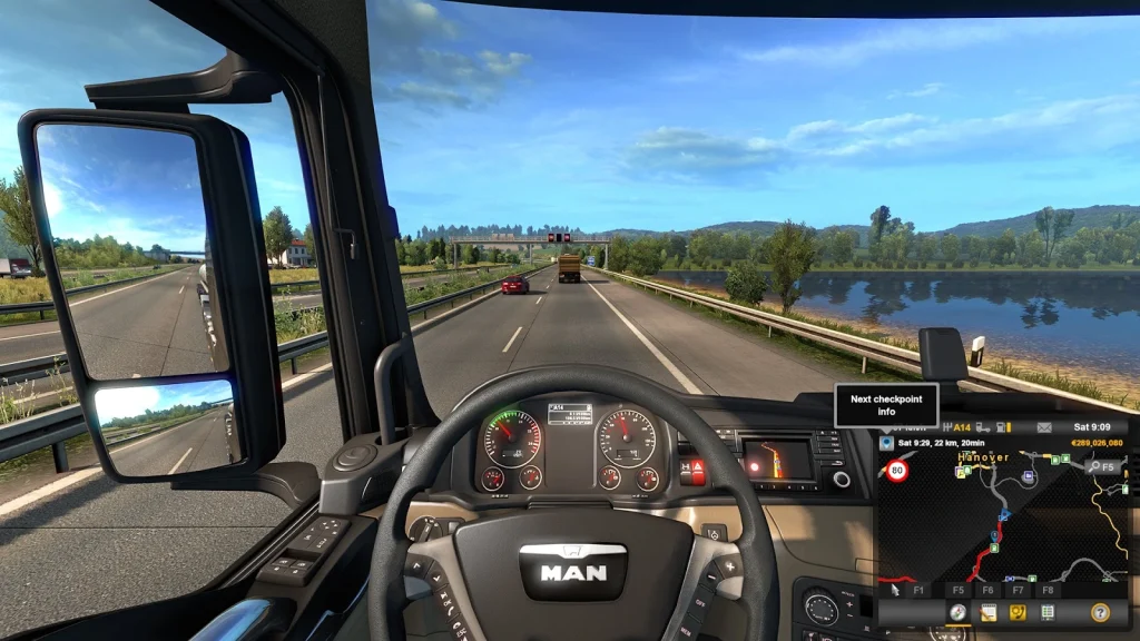Euro Truck Simulator 2 driving on road on MacOS