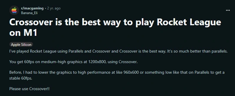 Play Rocket League with CrossOver on MacOS
