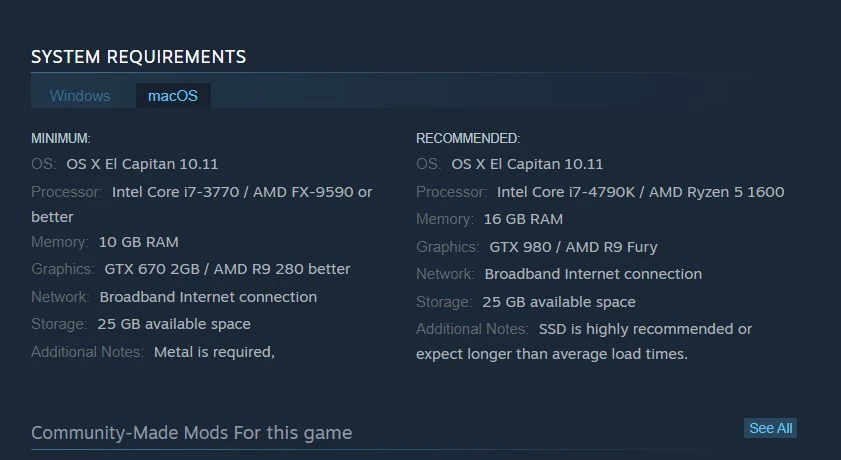 Rust minimum requirements