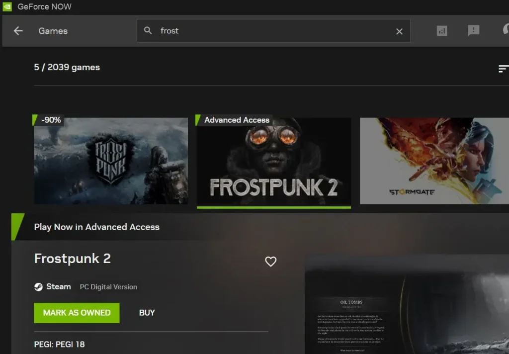 frostpunk 2 geforce now