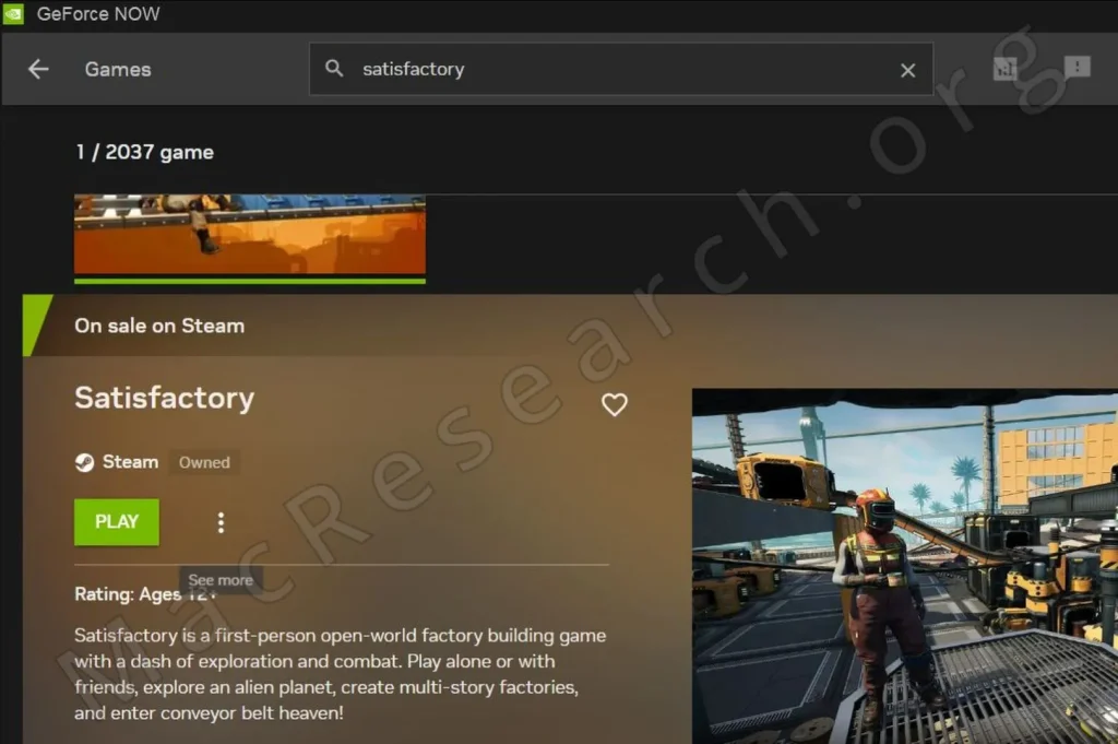 satisfactory geforce now